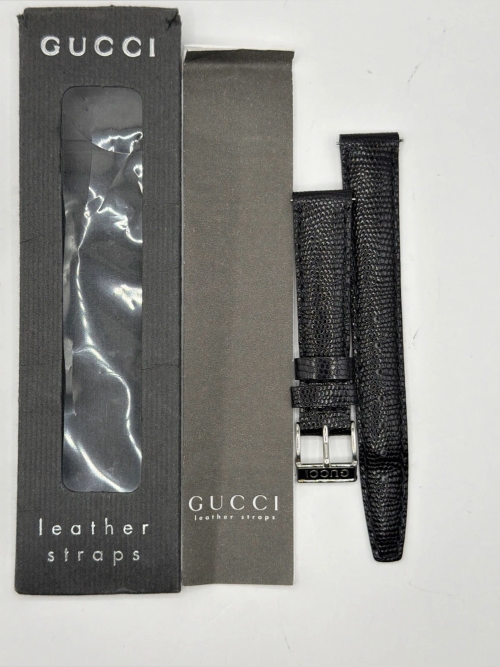 Gucci Genuine Black Lizard Leather Watch Strap 14MM #GS145
